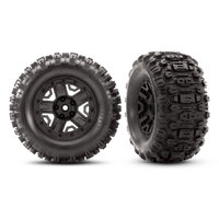 TRAXXAS T&W, ASSMB, (BLACK 2.8' WHEELS, SLEDGEHAMMER TIRES (2)