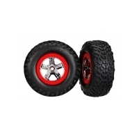 TRAXXAS TIRES & WHEELS, SCT CHROME, RED BEADLOCK DUAL PROFILE - 38-5887