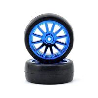 TRAXXAS 12-SP BLUE WHEELS, SLICK TIRES - 38-7573R