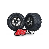 TRAXXAS Tires & Wheels, Assem, Glue, Blk Chr