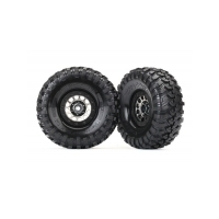 TRAXXAS TIRES & WHEELS, ASS 105 BLACK CHROME BEADLOCK, CANYON TRAIL 1.9' TIRES (1 LEFT, 1 RIGHT) - 38-8174