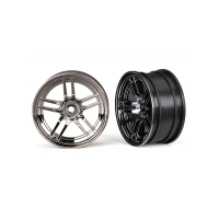 TRAXXAS WHEELS, 1.9' SPLIT-SPOKE BLK CHR (FRONT) (2) - 38-8371