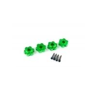 TRAXXAS WHEEL HUBS, HEX, ALUM, GRN-ANOD(4)/ 4X13MM SCREW PINS (4) - 38-8956G