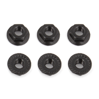 Wheel Nuts, M4, Serrated, flanged, black steel