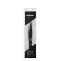 Vallejo Hobby Brushes: Pro Modeler Design Set - Natural Hair  (Sizes 0, 1 & 2)