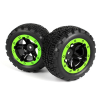 Blackzon Slyder ST Wheels/Tires Assembled (Black/Green) [540094]