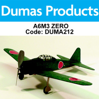 DUMAS 212 A6M3 ZERO WALNUT SCALE 17.5 INCH WINGSPAN RUBBER POWERED