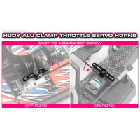 HUDY ALU CLAMP THROTTLE SERVO HORN - KO, SANWA - 2-HOLE - M3 - 23T - HD293447