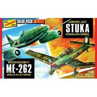 Lindberg 1/48 WWII German Fighters (Junkers JU87 & Messershmitt ME262) Plastic Model Kit