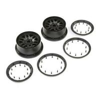 Losi Wheel and Beadlock Set, Black (2), 5ive-T 2.0 - LOS45025