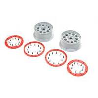 Losi Wheels, Silver, Red Bead Lock, 2pcs, DBXL-E 2.0 - LOS45033