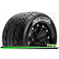 MFT MAXX MT-CYCLONE MONSTER TRUCK TIRE SOFT / 1/2 OFFSET BEAD-LOCK BLACK RIM HEX 17mm / MOUNTED