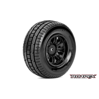 TRIGGER 1/10 SC TIRE BLACK WHEEL WITH 12MM HEX MOUNTED