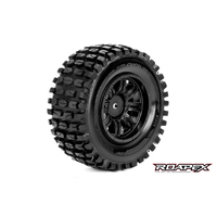 TRACKER 1/10 SC TIRE BLACK WHEEL WITH 12MM HEX MOUNTED