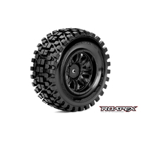 RYTHM 1/10 SC TIRE BLACK WHEEL WITH 12MM HEX MOUNTED