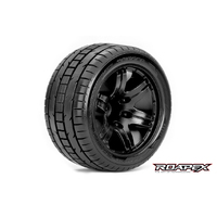 TRIGGER 1/10 STADIUM TRUCK TIRE BLACK WHEEL WITH 1/2 OFFSET 12MM HEX MOUNTED