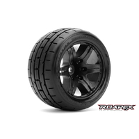 TRIGGER BELTED 1/10 STADIUM TRUCK TIRE BLACK WHEEL 1/2 OFFSET 12mm HEX MOUNTED