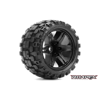 RHYTHM BELTED 1/10 STADIUM TRUCK TIRE BLACK WHEEL 0 OFFSET 12mm HEX MOUNTED