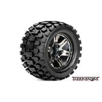 RHYTHM 1/10 MONSTER TRUCK TIRECHROME BLACK WHEEL WITH 1/2 OFFSET 12MM HEX MOUNTED