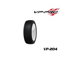 VP PRO VP-204 Turbo Trax Evo M4 Premounted White Rim, 1/10 Buggy 2WD Front Tire 2pcs